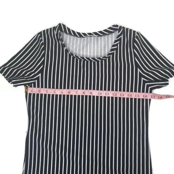 AGaci Black & White Striped Short Sleeve T-Shirt Dress casual comfortable no tag - Picture 5 of 7